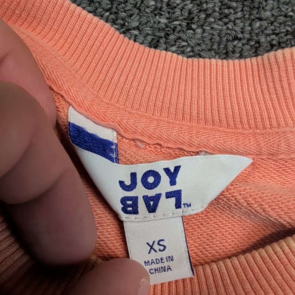 JoyLab Modern Acid Wash Cropped Sweatshirt XS Peach Cotton Activewear Athleisure - Picture 3 of 8